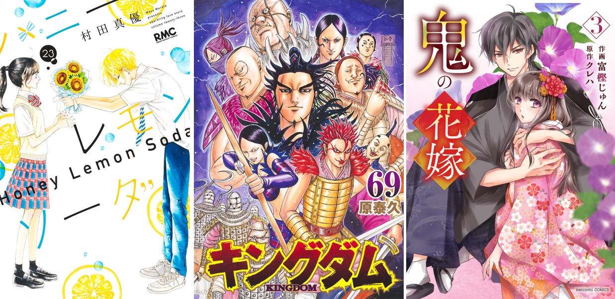 キングダム』第69巻が2週連続首位、『ハニーレモンソーダ』や『鬼の 