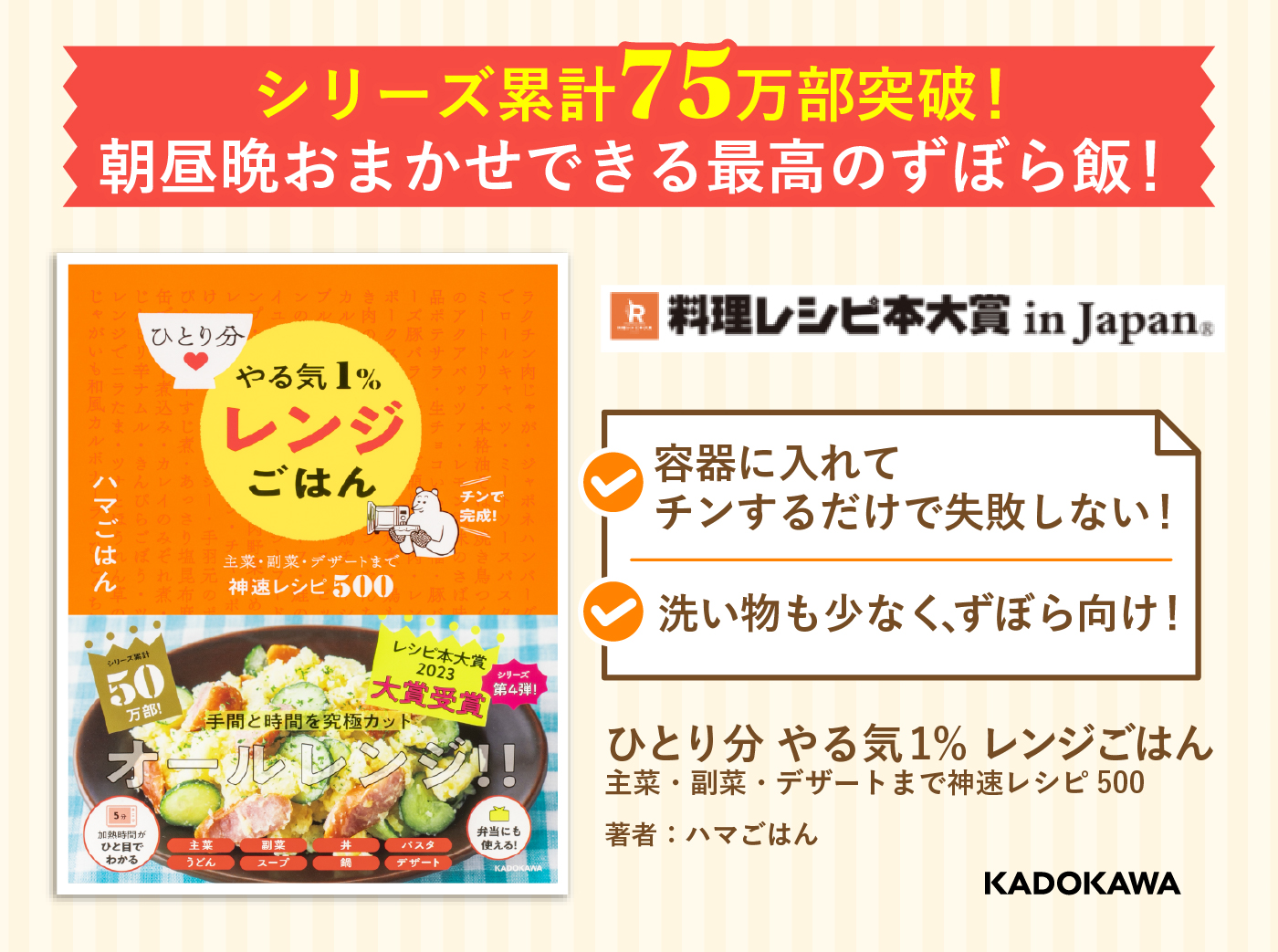 ひとり分やる気1%レンジごはん