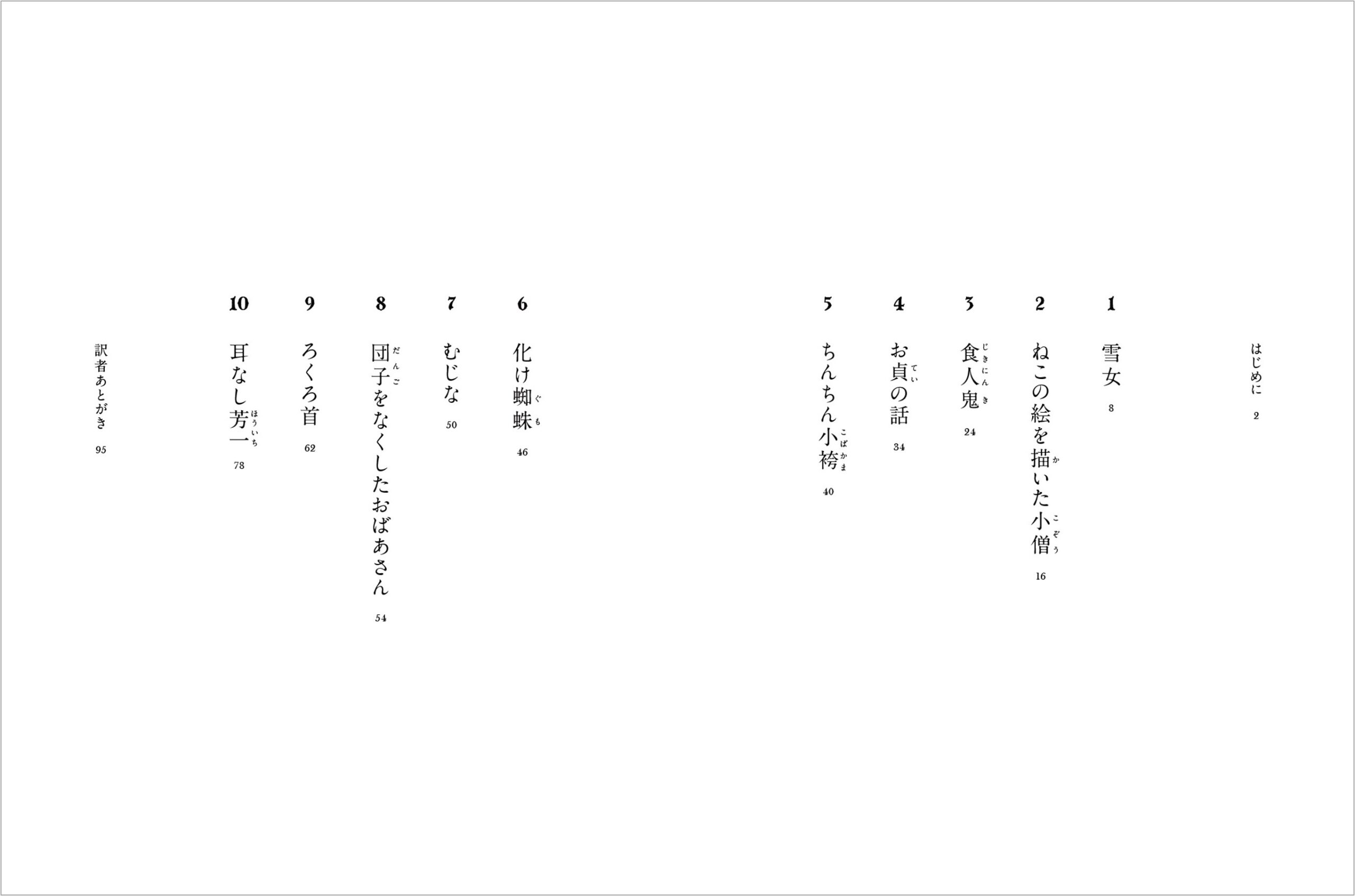 怪談　こわくて不思議な10の話　もくじ