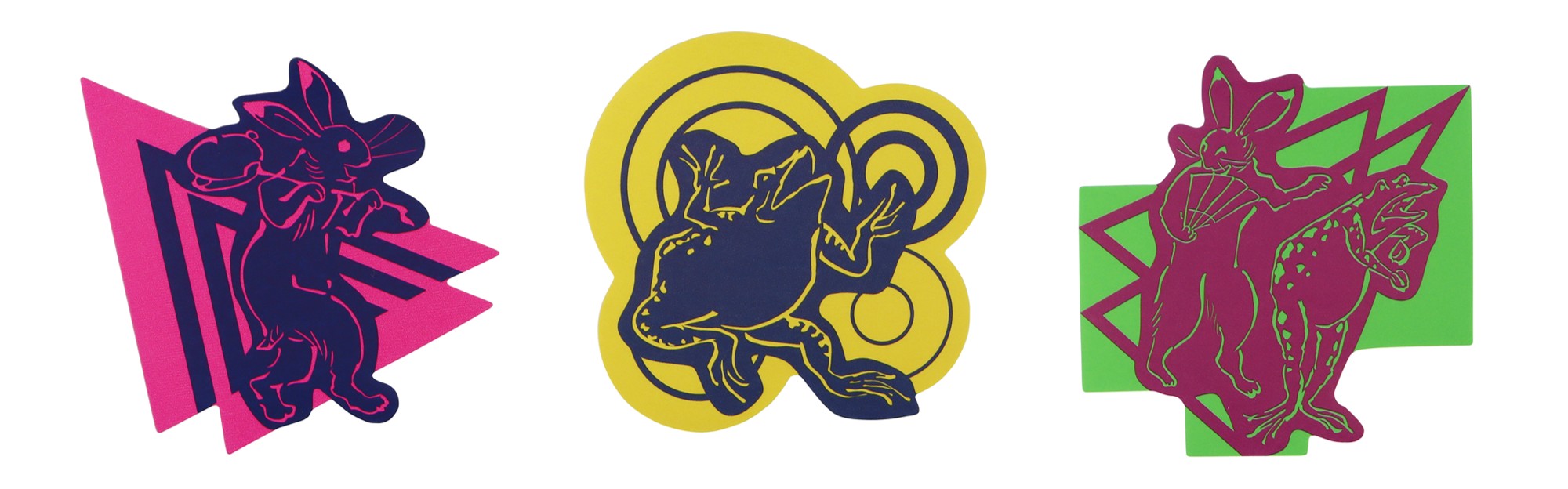 ビビッと！鳥獣戯画ダイカットステッカー3種_1